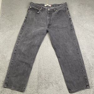Levis 550 Jeans Mens 40x30 Black Relaxed Fit Tapered Leg Denim Distressed Haiti